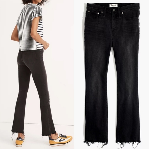 Madewell Cali Demi Bootcut Jeans in Berkeley Black Raw Hem Chewed, Size 25 - Picture 3 of 17